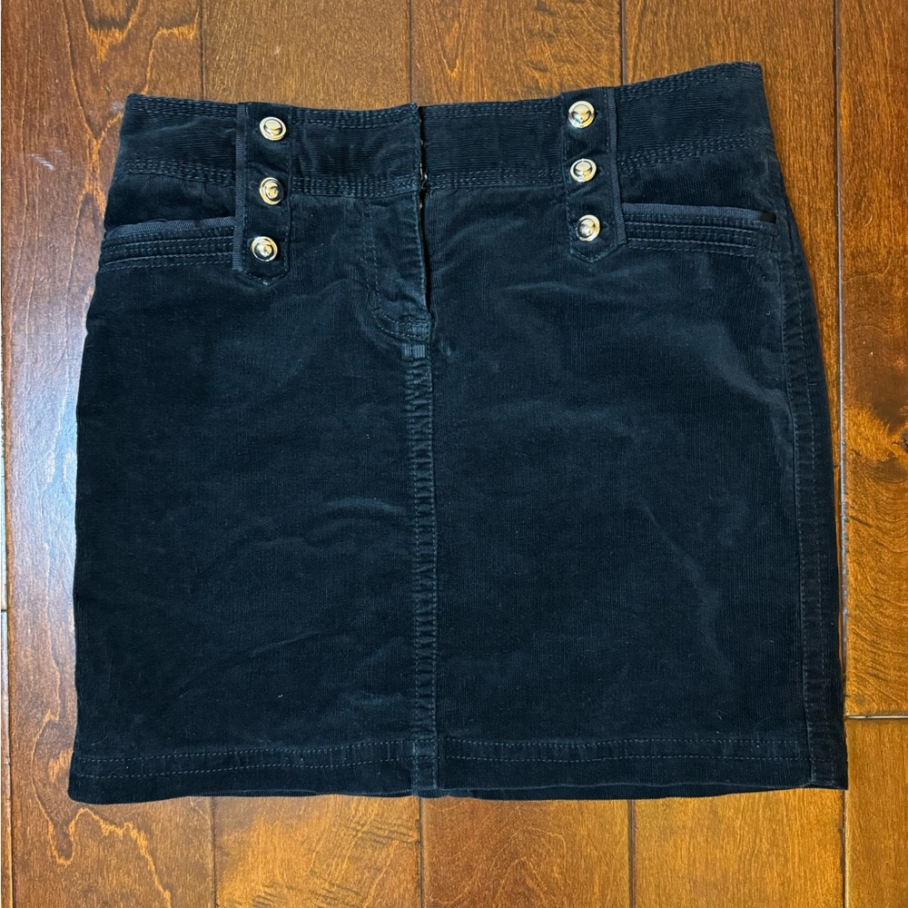 White House Black Market Womens Size 2 Mini Velvet Skirt Stretch Military